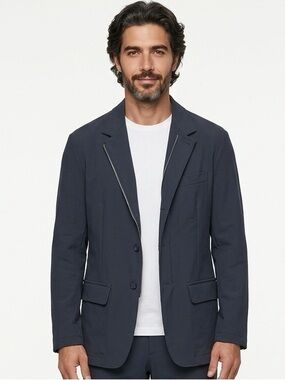 ARMANI COLLEZIONI | Navy Blue Zip Front Blazer Men’s Size 46